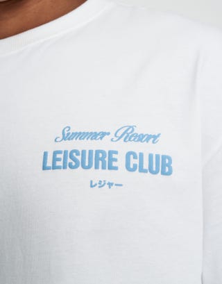 Leisure Summer Cropped Box Fit T Shirt in Blanc Detail2