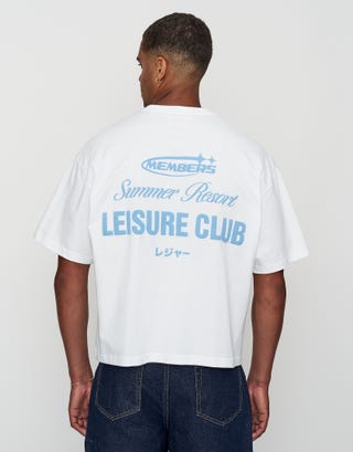 Leisure Summer Cropped Box Fit T Shirt in Blanc Detail3