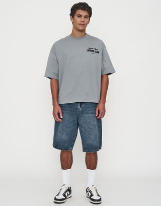Leisure Summer Cropped Box Fit T Shirt in Pebble Full