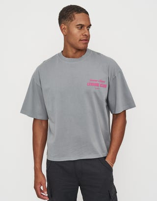 Leisure Summer Cropped Box Fit T Shirt in Pewter Grey Back