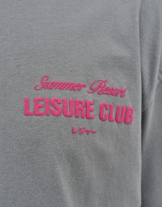 Leisure Summer Cropped Box Fit T Shirt in Pewter Grey Detail2