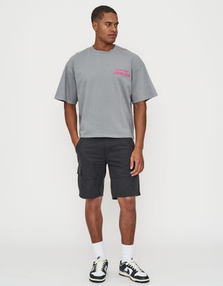 Leisure Summer Cropped Box Fit T Shirt in Pewter Grey Full