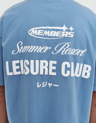 Leisure Summer Cropped Box Fit T Shirt in Sky Blue Detail