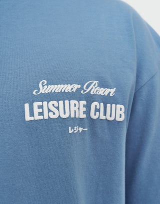 Leisure Summer Cropped Box Fit T Shirt in Sky Blue Detail2