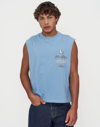 Leisure Club Summer Series Muscle Singlet in Sky Blue Back