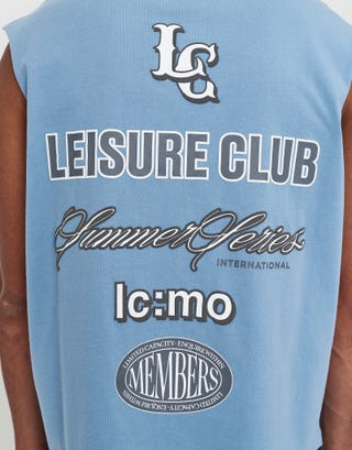 Leisure Club Summer Series Muscle Singlet in Sky Blue Detail2