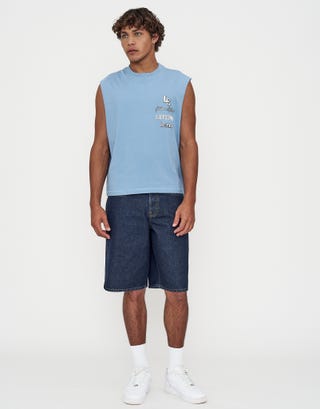 Leisure Club Summer Series Muscle Singlet in Sky Blue Full