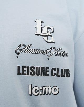 Leisure Club Summer Series Box Fit T-Shirt in Fog Blue Detail2
