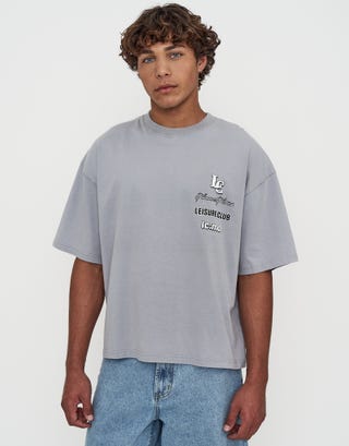 Leisure Club Summer Series Box Fit T-Shirt in Pewter Grey Back