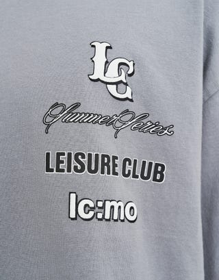 Leisure Club Summer Series Box Fit T-Shirt in Pewter Grey Detail2