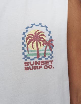 Sunset Surf Muscle Singlet in Optical White Detail