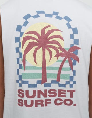 Sunset Surf Muscle Singlet in Optical White Detail2
