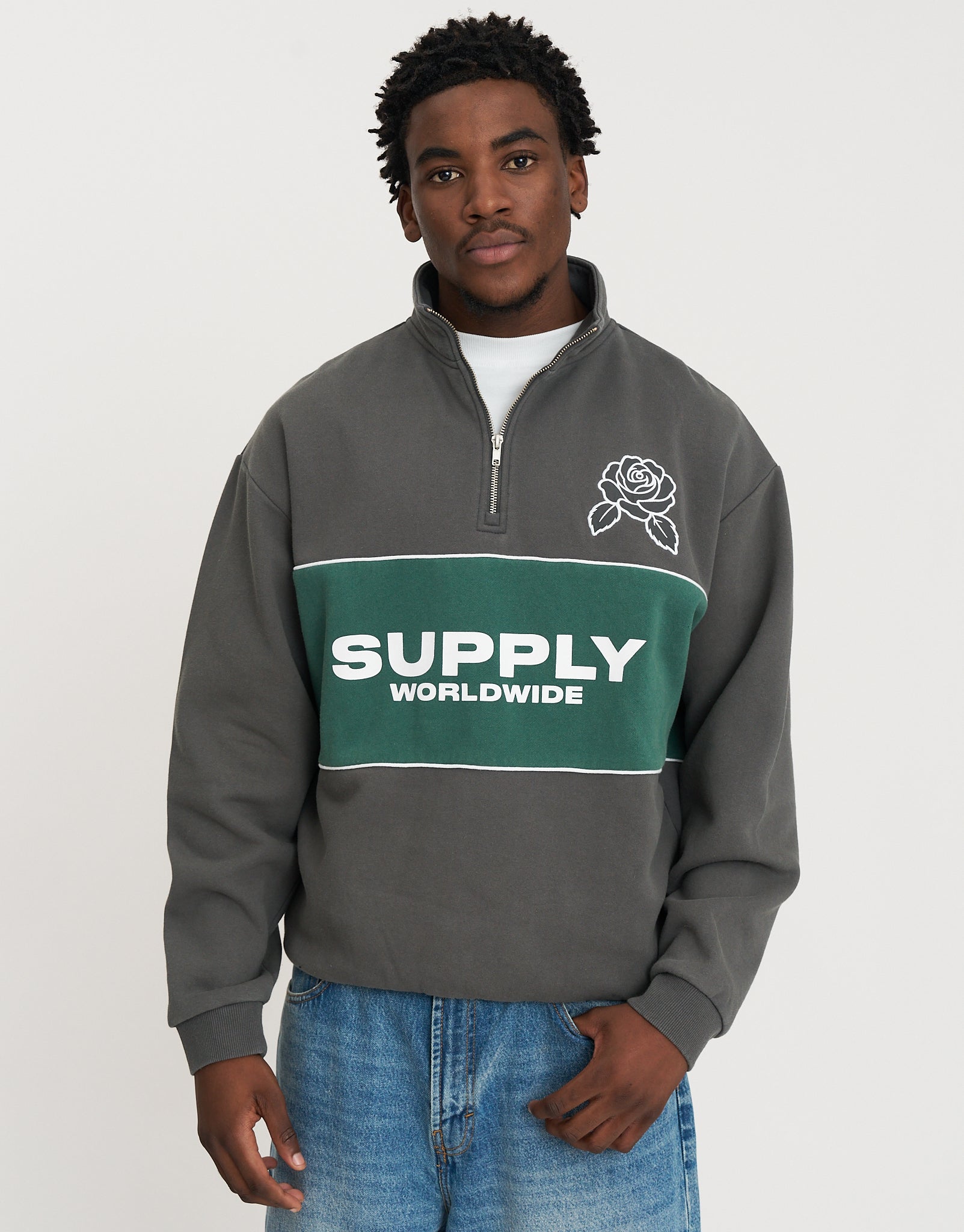 Supply Quarter Zip Sweat in Pewter Grey | Hallensteins AU