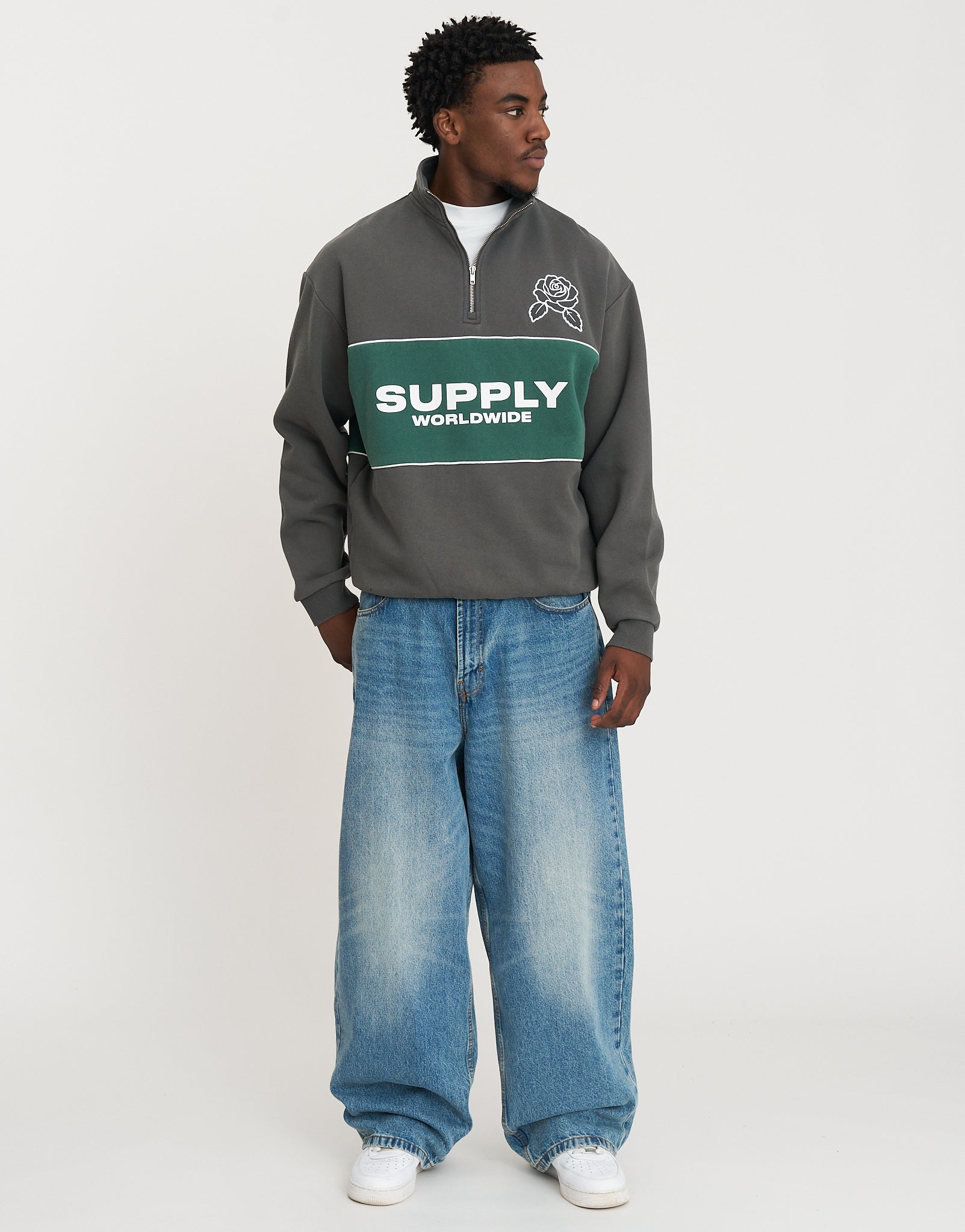Supply Quarter Zip Sweat in Pewter Grey | Hallensteins NZ