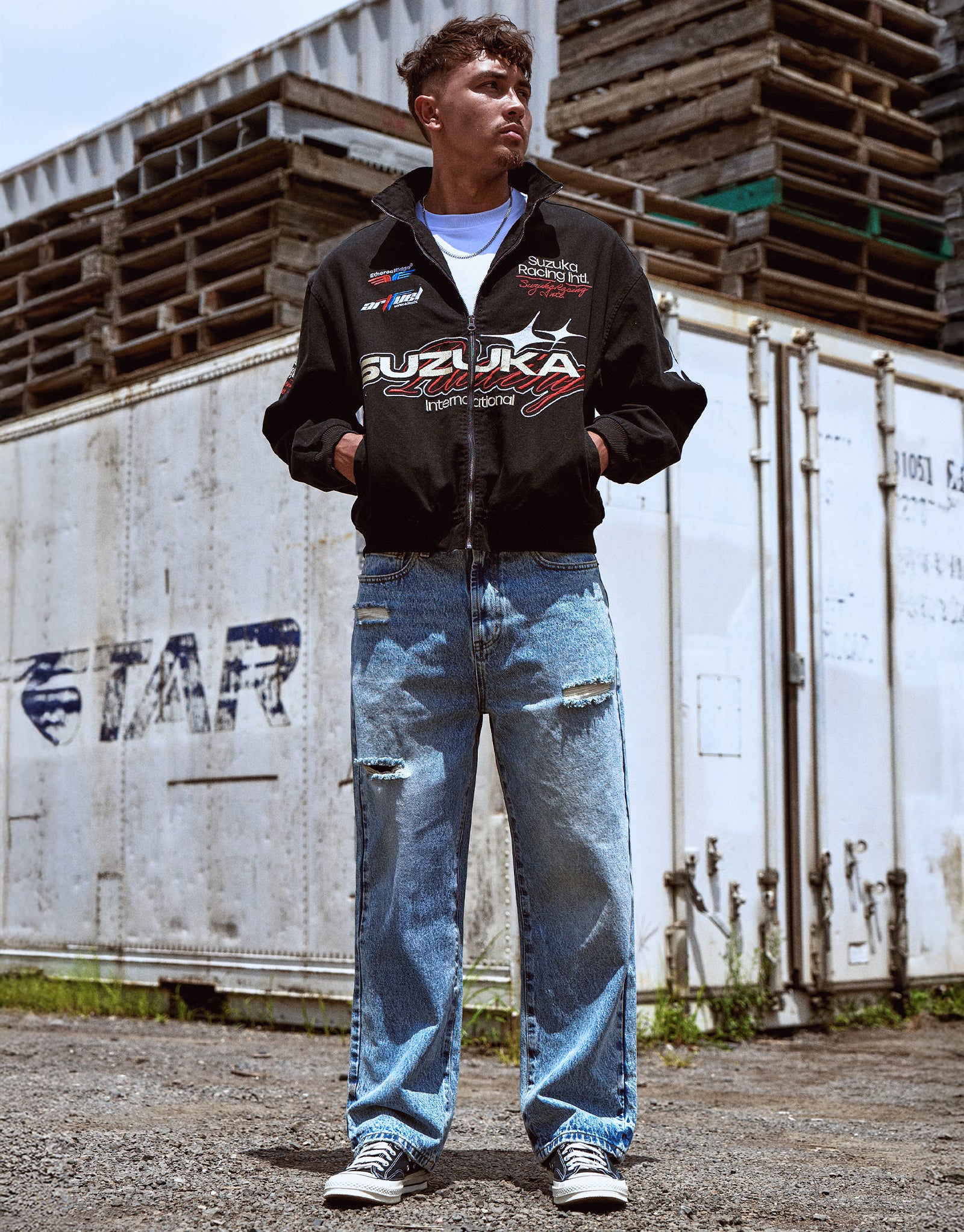 SUZUKI クーリーレプリカ Impulse ジャケット Suzuka Racing Jacket in Black | Hallensteins NZ