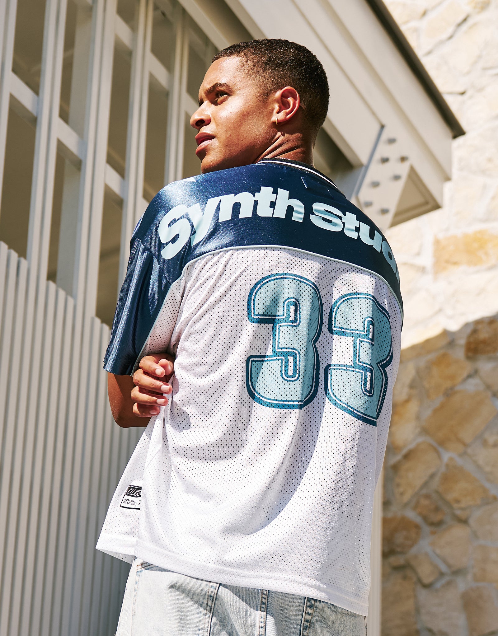 Synth Mesh Football Jersey in Blanc | Hallensteins NZ
