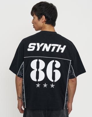 Synth Studios Piped Box Fit Jersey in Black Front