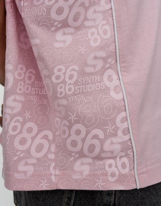 Synth Studios Piped Box Fit Jersey in Pink Mist Detail3