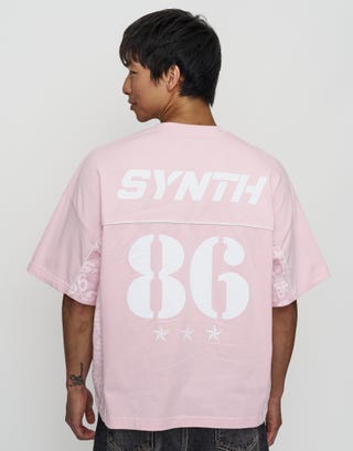 Synth Studios Piped Box Fit Jersey in Pink Mist Front