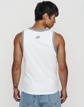 Ribbed Synth Singlet in Blanc Back