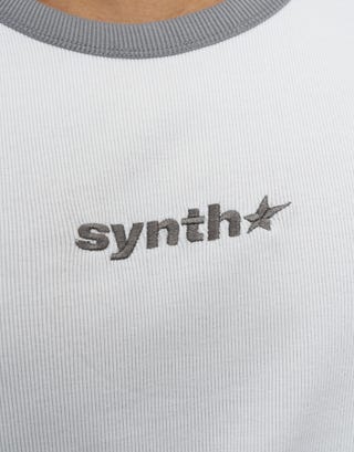 Ribbed Synth Singlet in Blanc Detail
