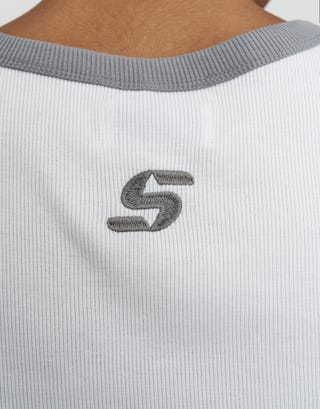 Ribbed Synth Singlet in Blanc Detail2
