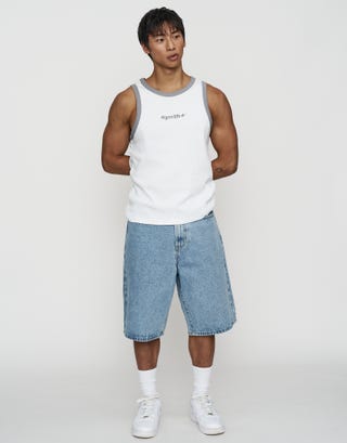 Ribbed Synth Singlet in Blanc Full