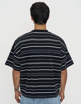 Synth Stripe Box Fit T Shirt in Black Back