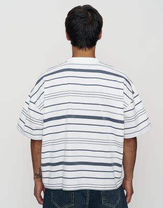 Synth Stripe Box Fit T Shirt in Blanc Back