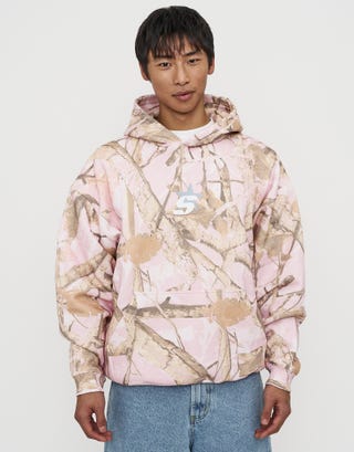 Synth Studios Camo Oversized Hoodie in Pink Foliage Back