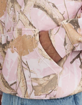 Synth Studios Camo Oversized Hoodie in Pink Foliage Detail