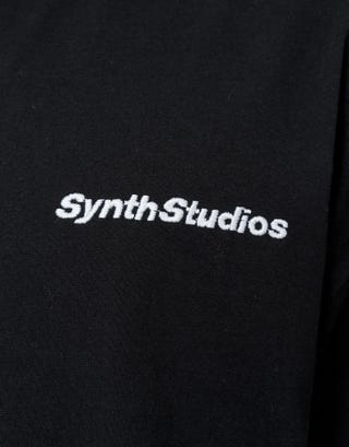 Synth Studios Cropped Box Fit T Shirt in Solid Black Detail