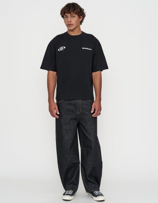 Synth Studios Cropped Box Fit T Shirt in Solid Black Full