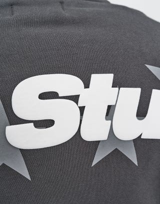 Oversized Synth Studios Zip Up Hoodie in Pewter Grey Detail2