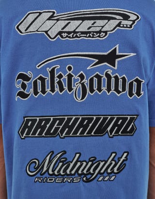 Viper Embroidered Relaxed Fit T Shirt in Palace Blue Detail2