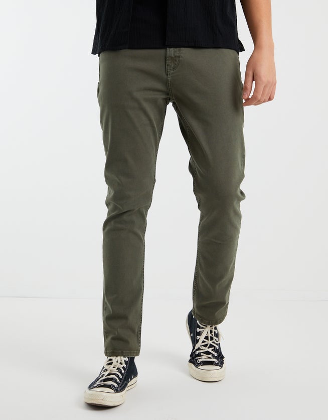 Taper Fit Jeans in Khaki Hallensteins NZ