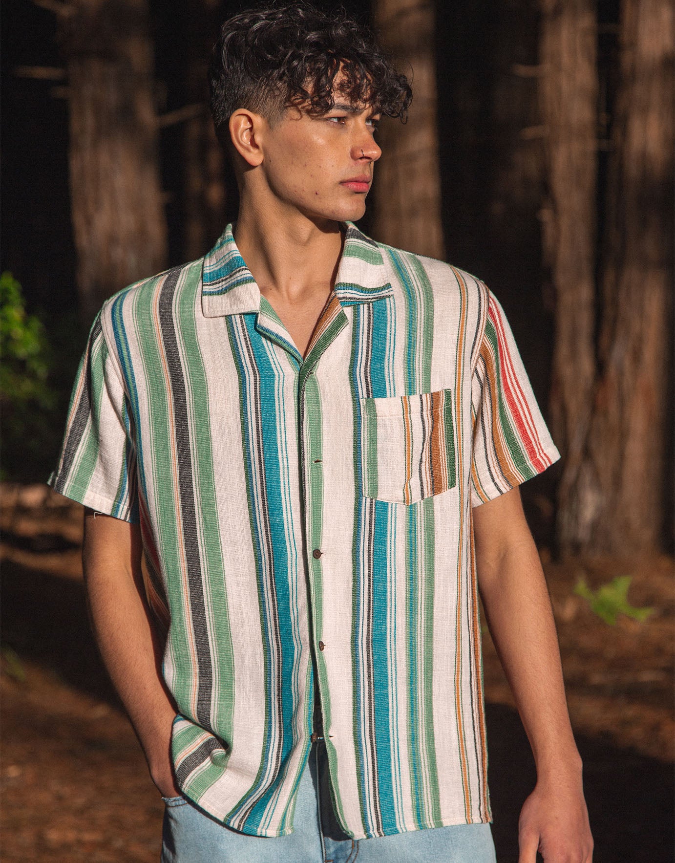 Lightweight Textured Stripe Short 