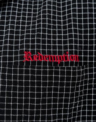 Redemption Check Short Sleeve Shirt in Black Detail