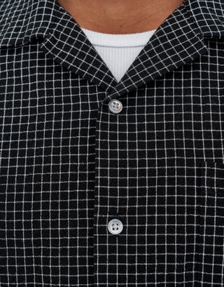 Redemption Check Short Sleeve Shirt in Black Detail2