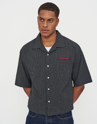 Redemption Check Short Sleeve Shirt in Black Detail3