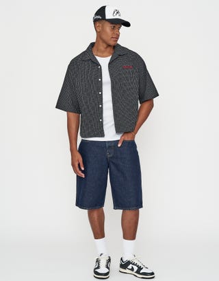 Redemption Check Short Sleeve Shirt in Black Full