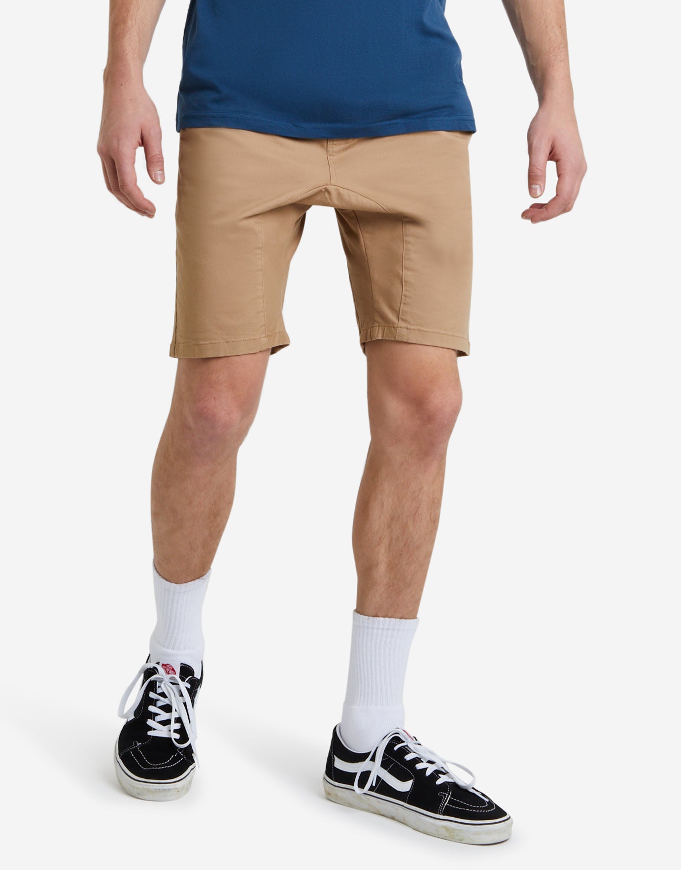 mens khaki shorts with elastic waistband