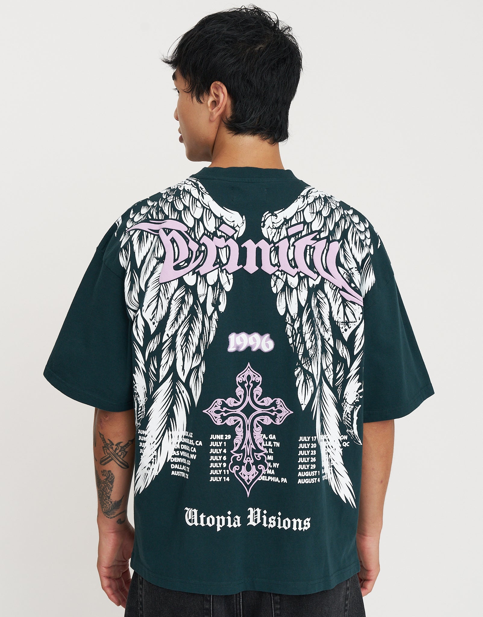 Trinity Box Fit T Shirt in Pine Green | Hallensteins NZ