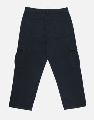 Twill Baggy Fit Cargo Pants in Black Full
