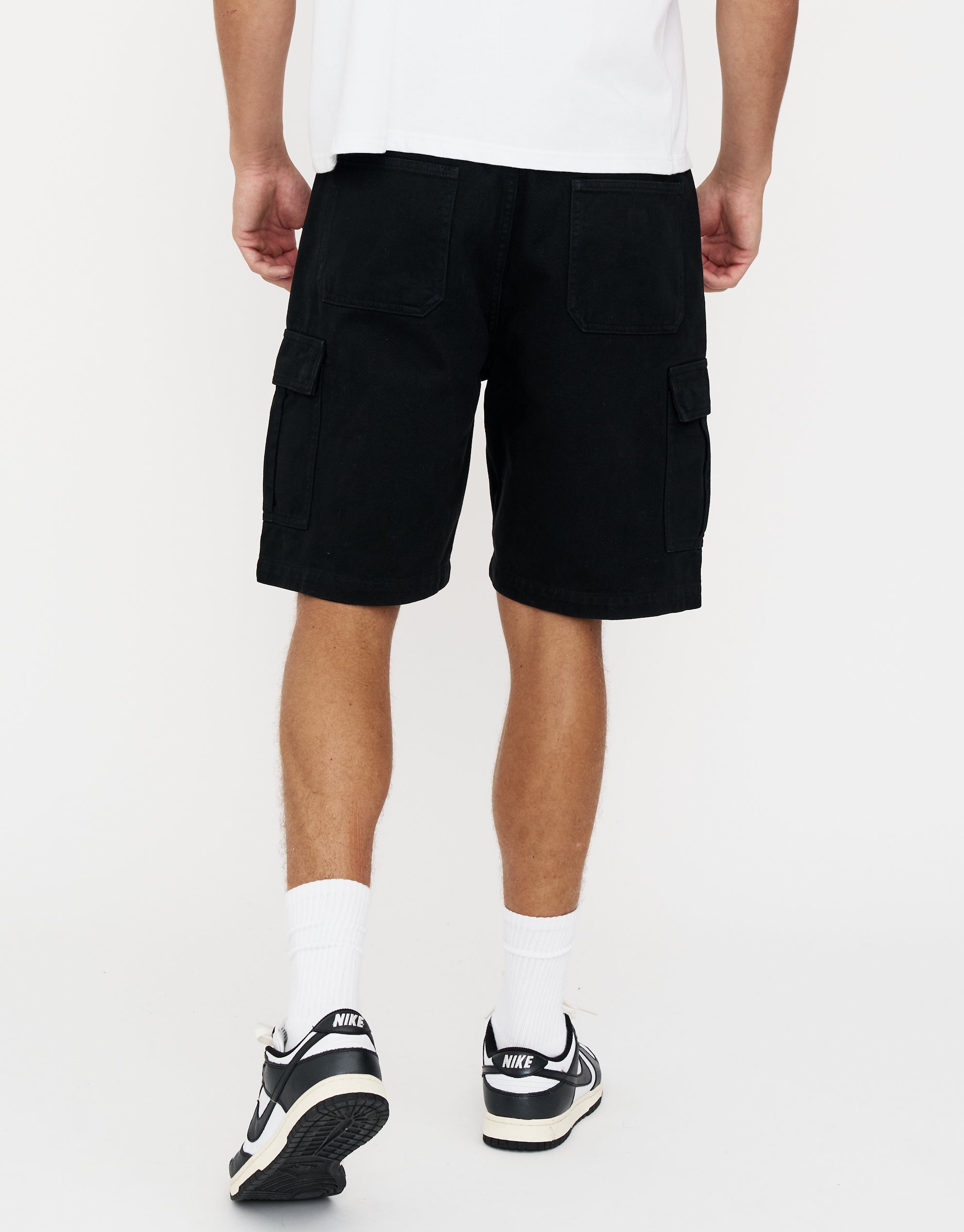 Twill Baggy Cargo Shorts in Black | Hallensteins NZ