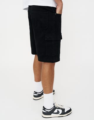 Twill Baggy Cargo Shorts in Black Detail3