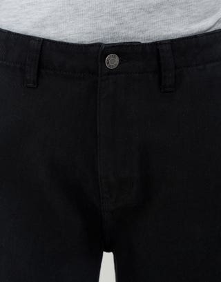 Baggy Fit Twill Barrel Pants in Solid Black Detail2