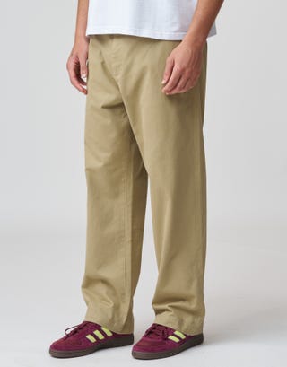 Baggy Fit Twill Chino Pants in Tan Detail2
