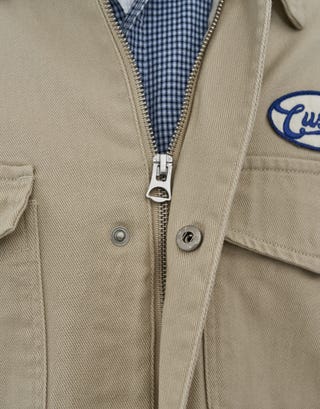 Twill Mechanic Jacket in Tan Detail2