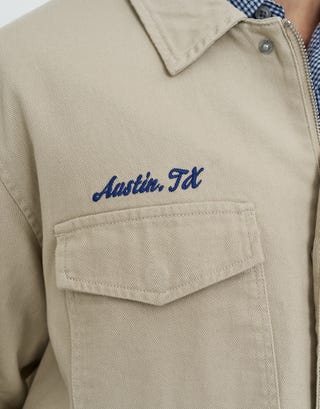 Twill Mechanic Jacket in Tan Detail3